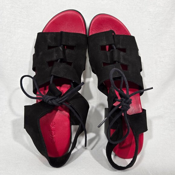 ARCHE Vayase Hipster BLACK Suede Strappy Cutout Block-Heel Sandal Women's Size 6 - Picture 7 of 17